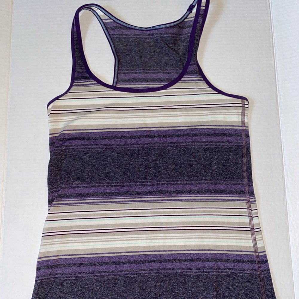 Lululemon Purple, Grey, Mint, and White striped tank